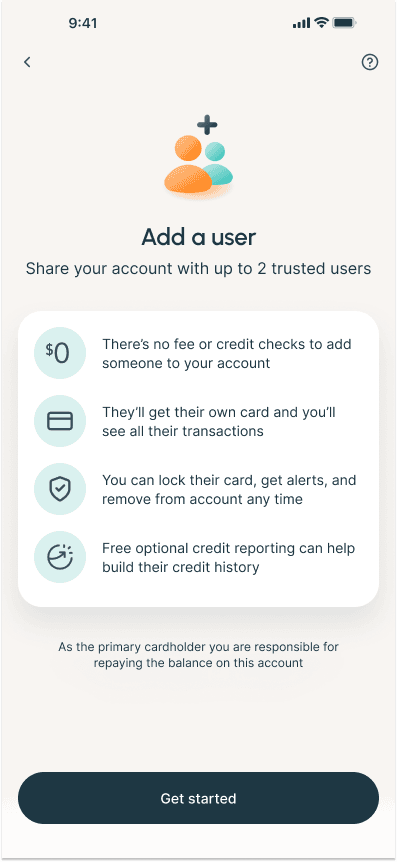 Add authorized user screen