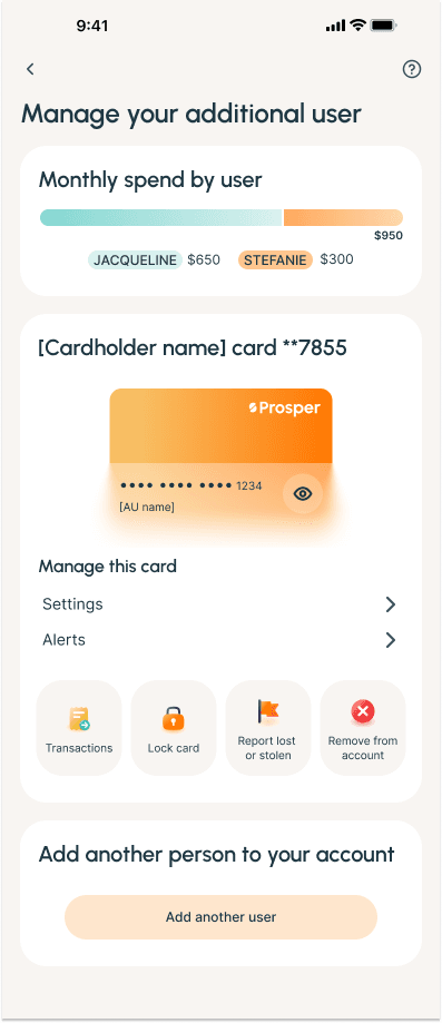 Manage user screen