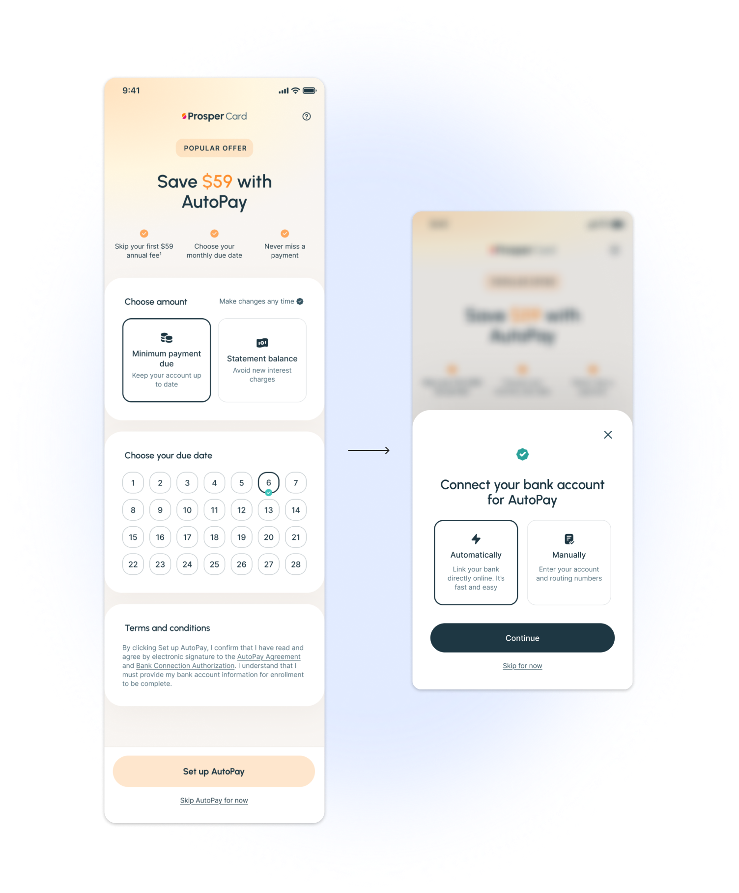 Test 3 — redesigned flow (2 screens)